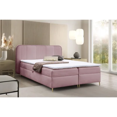 Fun Möbel Boxspringbett ALIZE in Altrosa, Liegefläche 120x200 cm – mit Bettkasten, Bonellfederkern